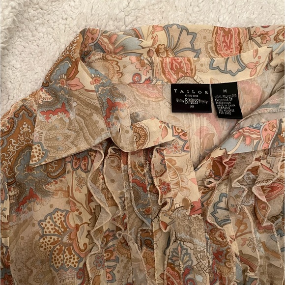 Sheer/Paisley pattern with Lace-Collared Button Down Shirt-Practical Magic vibes - Picture 4 of 6